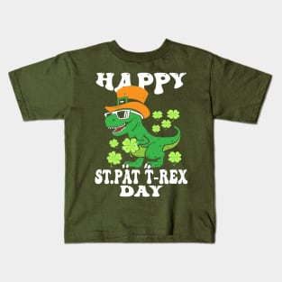 Happy St Pat T-Rex Day Dino Saurus St Patricks Day Kids T-Shirt